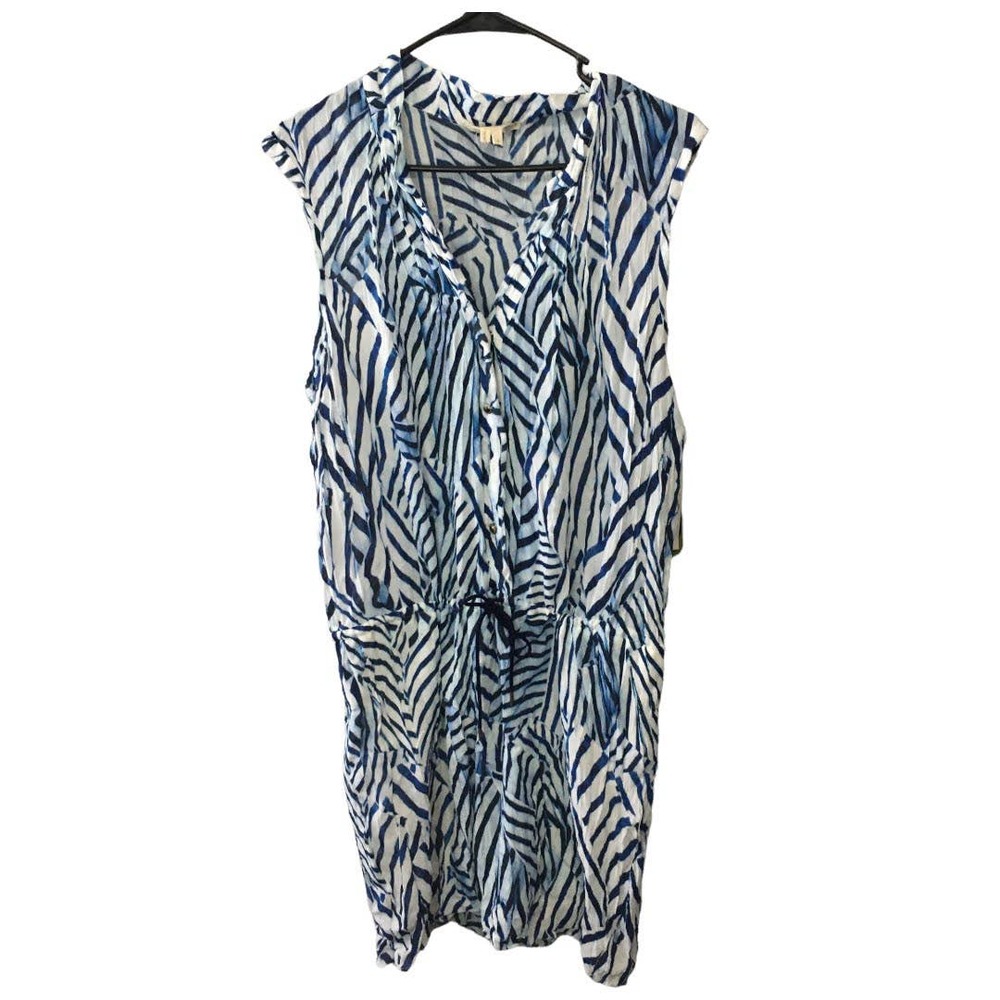 NWT Nicole Miller Artelier Women's Sailcloth Striped Dress Size Large Blue/White